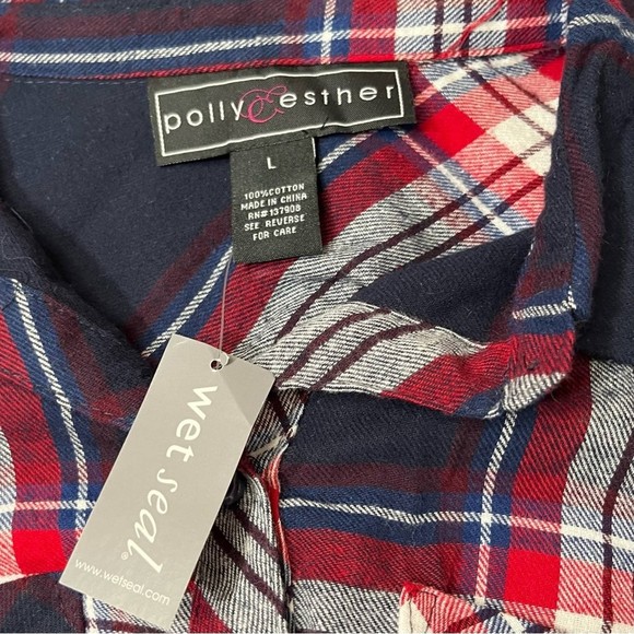 Wet Seal by Polly and Esther Flannel Top Large NWT - Picture 3 of 4